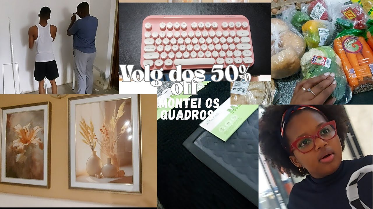 Compras do mês,  promoções até 50%👌☝️montei os quadros a estantante e +++