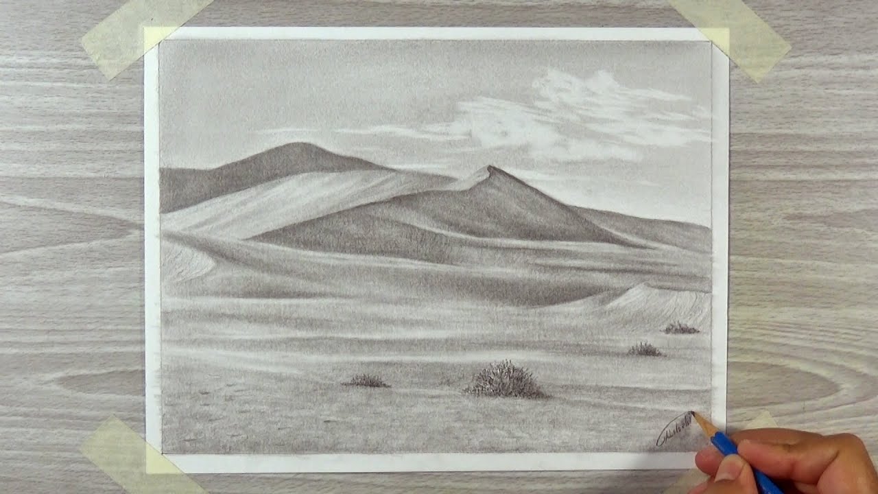 تعلم كيفية رسم كثبان رملية بالقلم الرصاص
