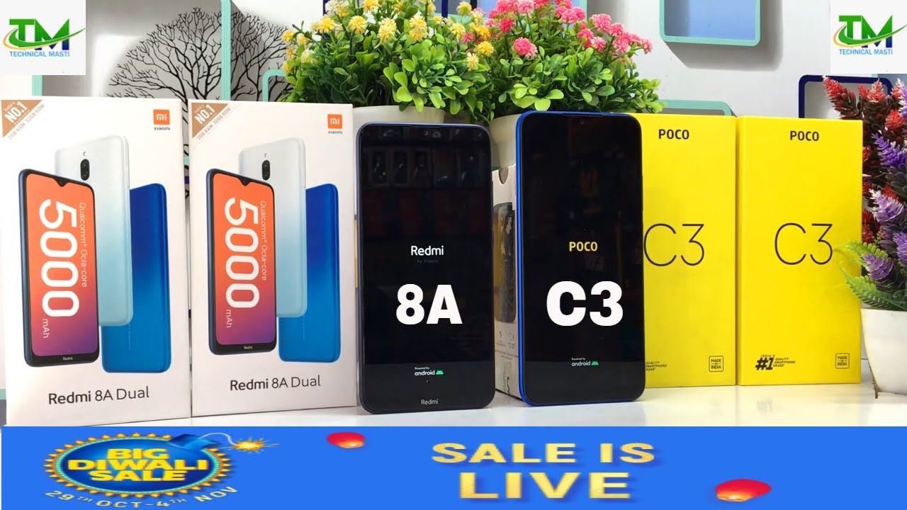 Redmi 8A Dual Vs Poco C3 | Unboxing | Comparison | Price on Deewali Sale