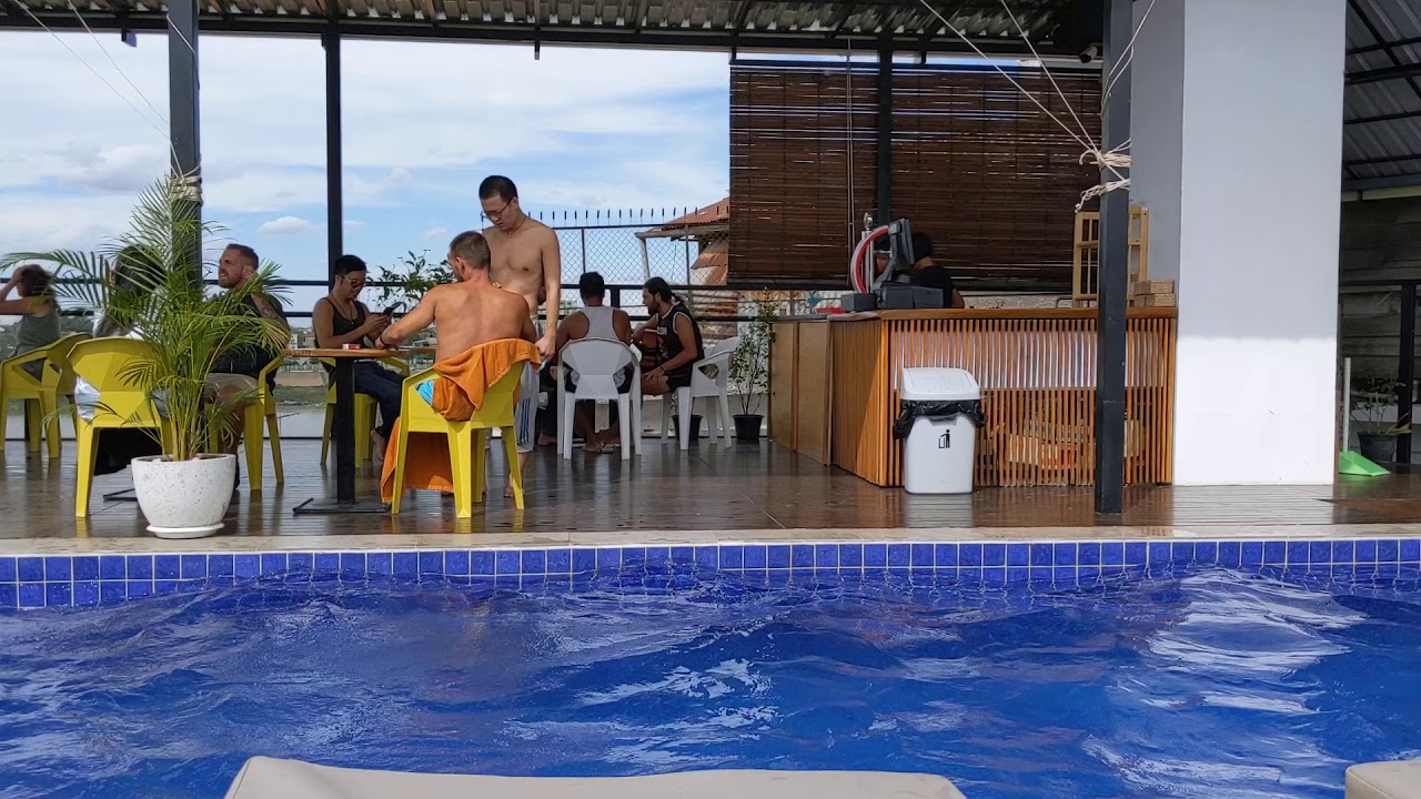 Phnom Penh swimming Onederz hostel Cambodia riverside