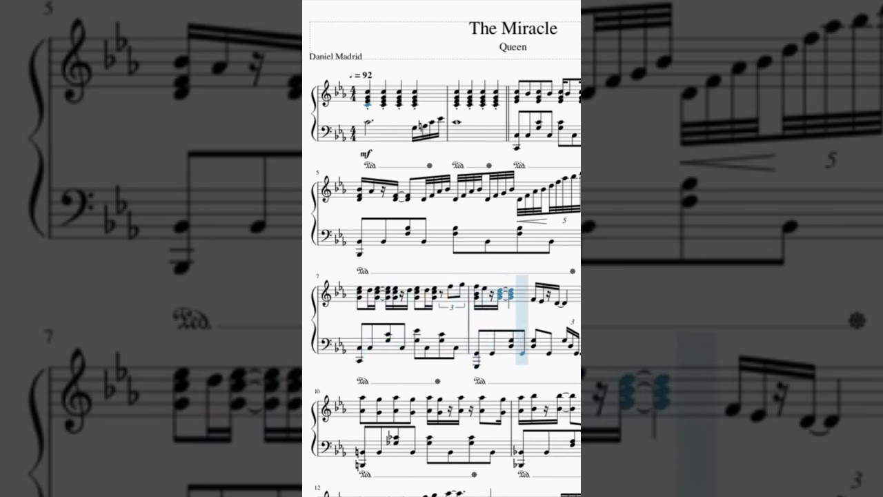 Queen-The Miracle(Versión Piano Partitura).