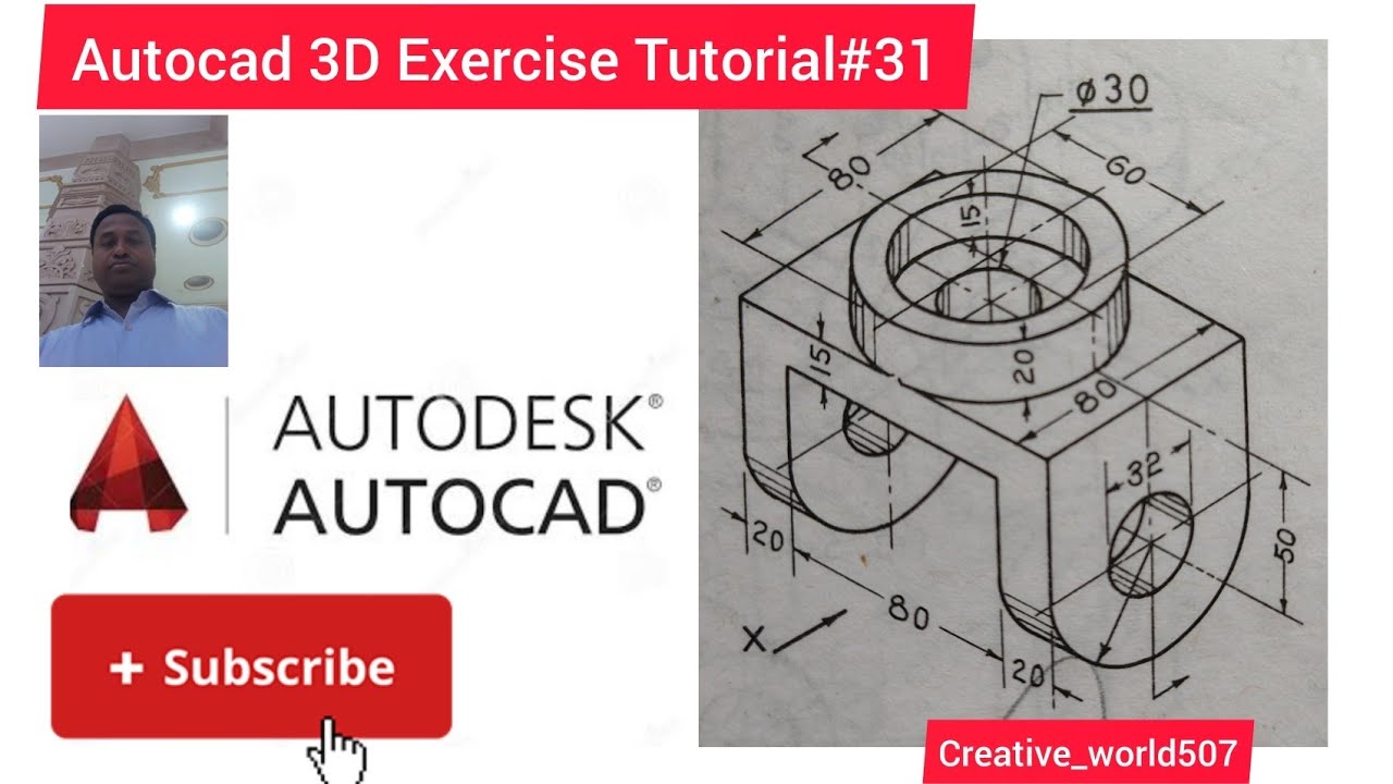 AutoCAD 3D Modeling Exercise 31 | Simple & Easy Method Explained#autocad3dmodeling#autocad3d