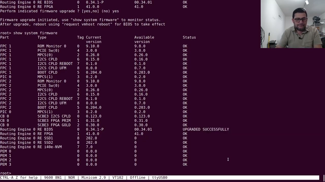 Juniper RE-S-X6-128G-K VMHost RE 0 Secure BIOS Version Mismatch