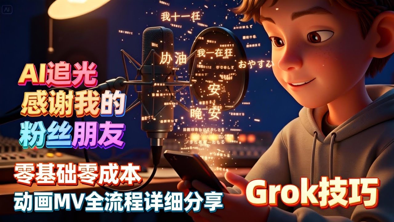 粉丝朋友们请收下！Grok技巧-3D动画MV制作全流程教学【超详细】