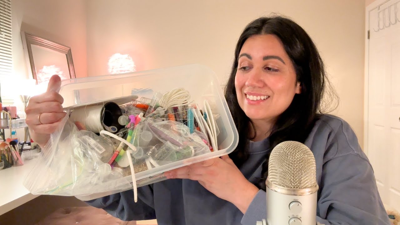 asmr - rummaging through beads and old craft supplies
