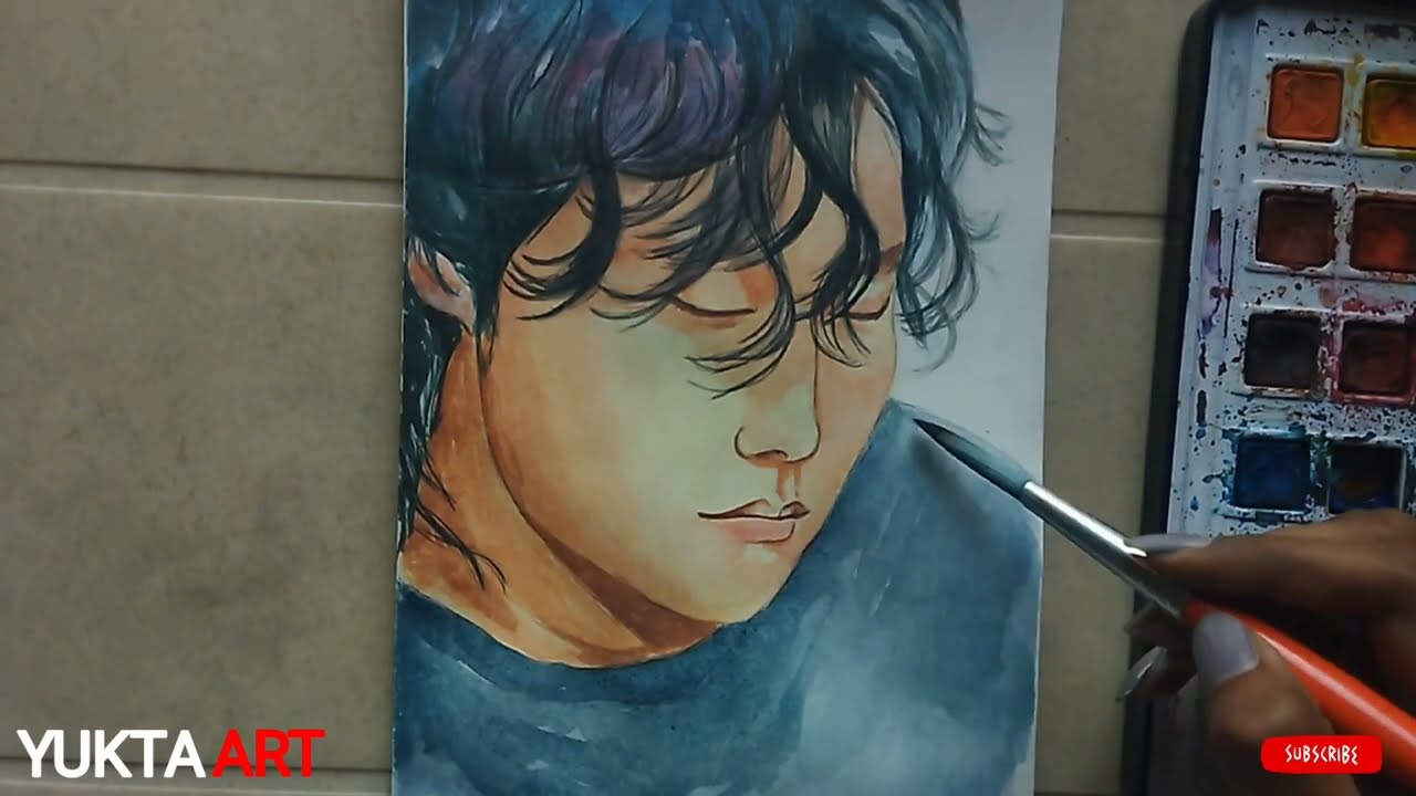 How to draw BTS Jhope || Water colour portrait || YUKTA ART ||