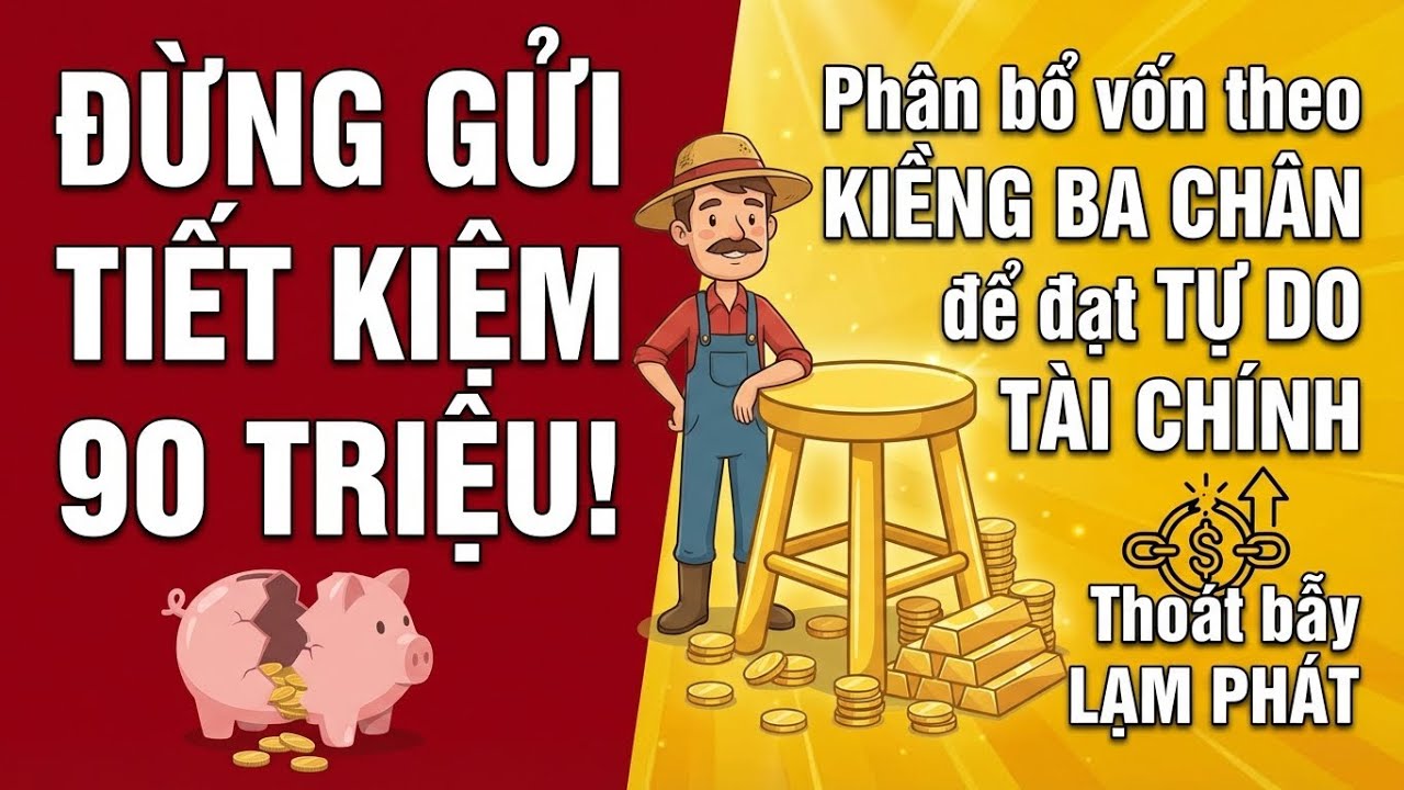 ĐỪNG GỬI TIẾT KIỆM 90 TRIỆU! Phân bổ vốn theo KIỀNG BA CHÂN để đạt TỰ DO TÀI CHÍNH (bẫy LẠM PHÁT)