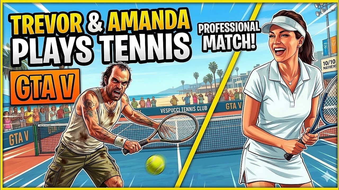 Trevor & Amanda Plays Tennis. GTA V PS4 2014