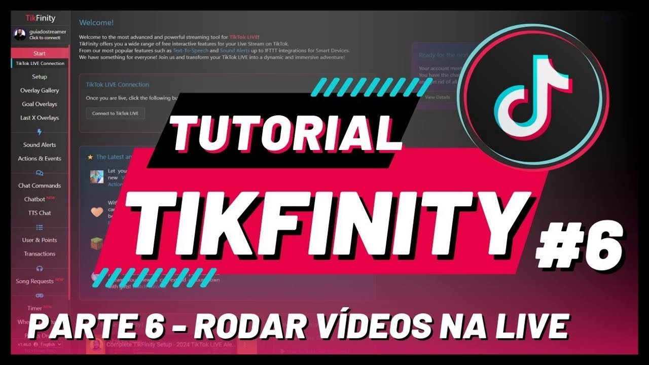 Tikfinity Como usar - PARTE 6 - Rodar vídeos na LIVE do Tiktok + Clipes Tiktok (Destaques)