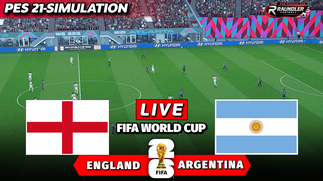 🔴LIVE - ENGLAND vs ARGENTINA | FIFA World Cup 2026 | PES 21 Pre-Recorded Gameplay Simulation