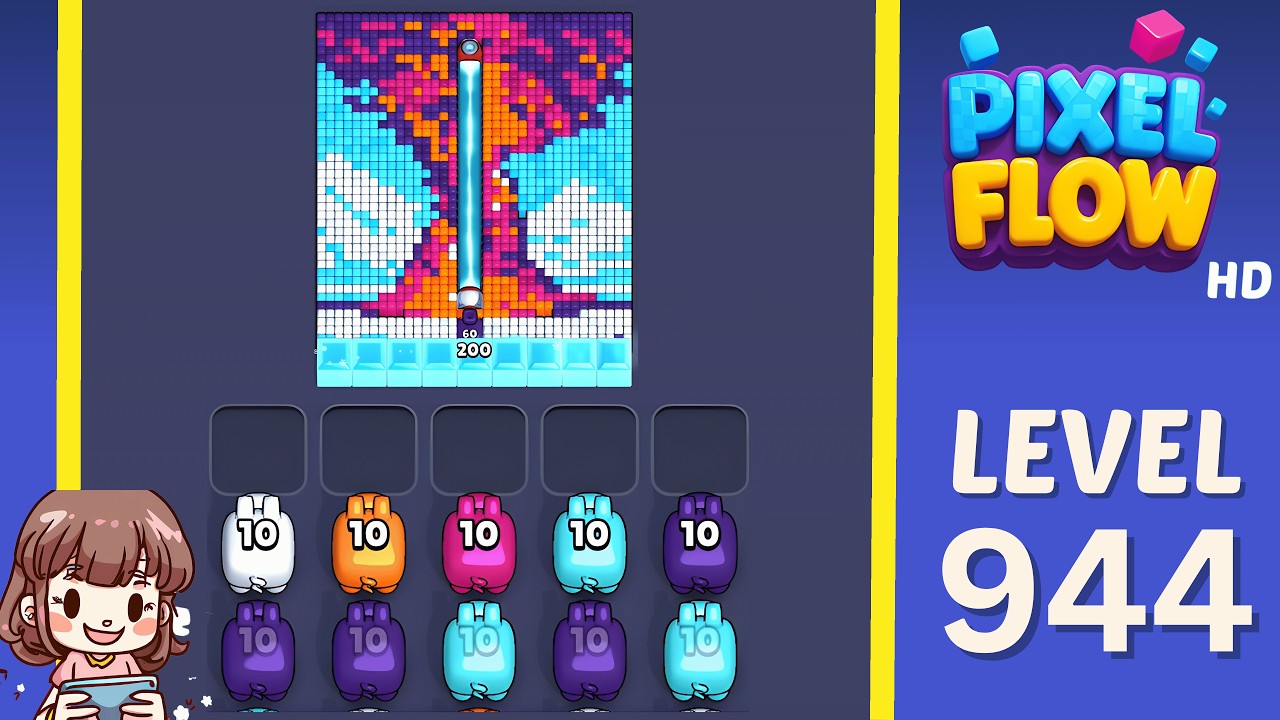 Pixel Flow Level 944 Solution Walkthrough