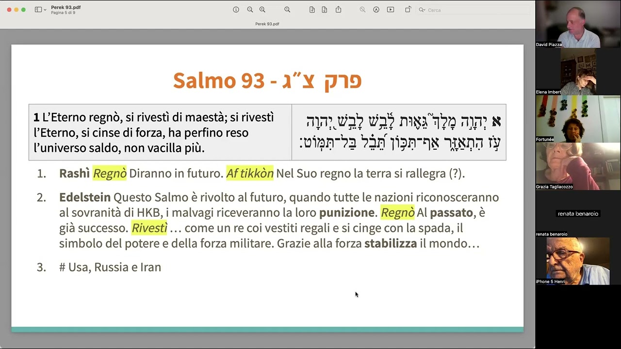 D. Piazza - Tehill&igrave;m da studiare - Salmi 93 e 94 - Dio delle vendette