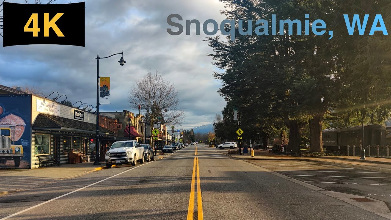 Downtown Snoqualmie, WA Driving Tour in Winter 2023.