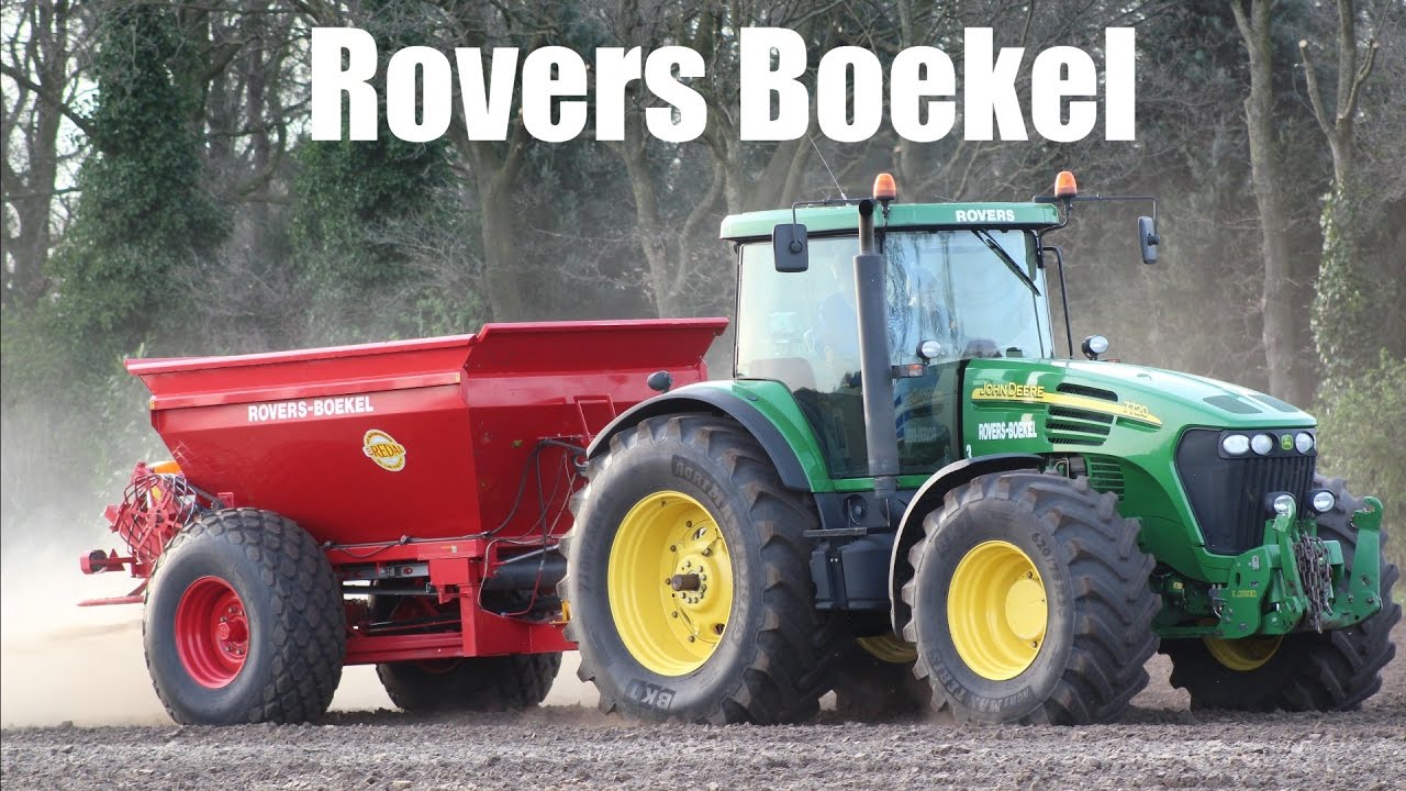 Loonbedrijf Rovers Boekel- kalk strooien met John Deere 7720 en Bredal strooier