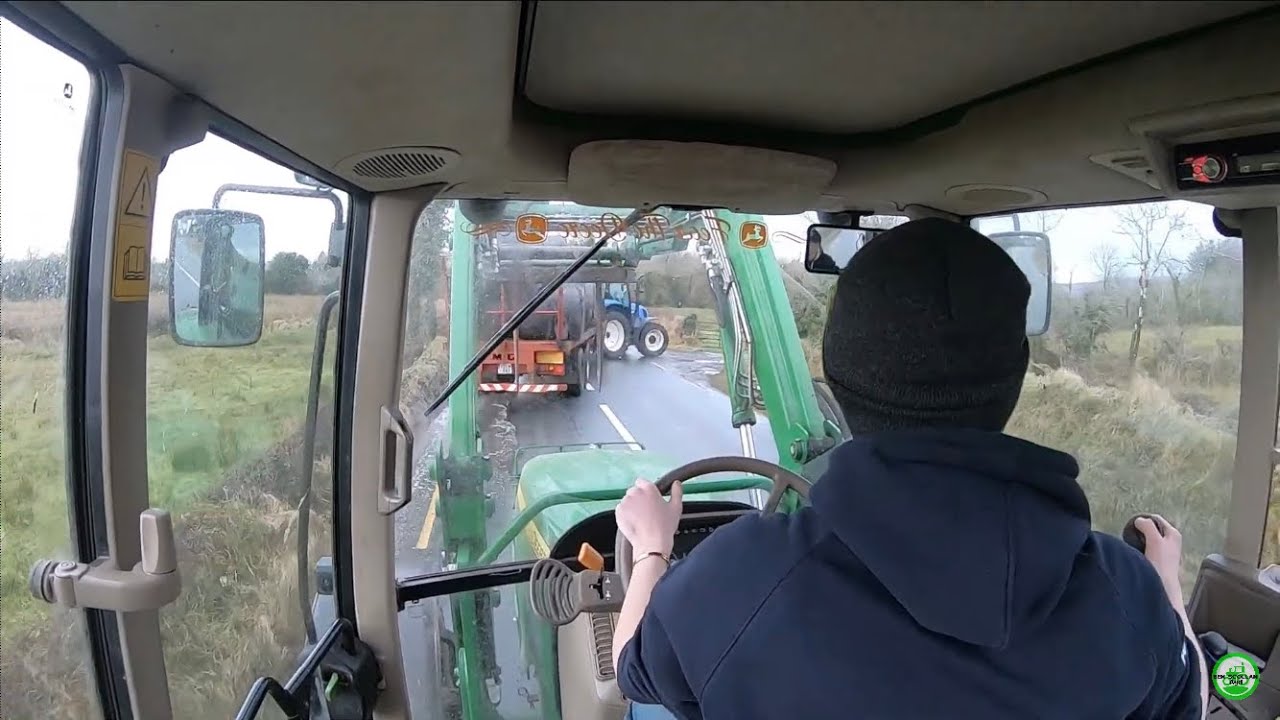 Unloading & Feeding Cattle Bales ~ John Deere 6430 ~ Gopro