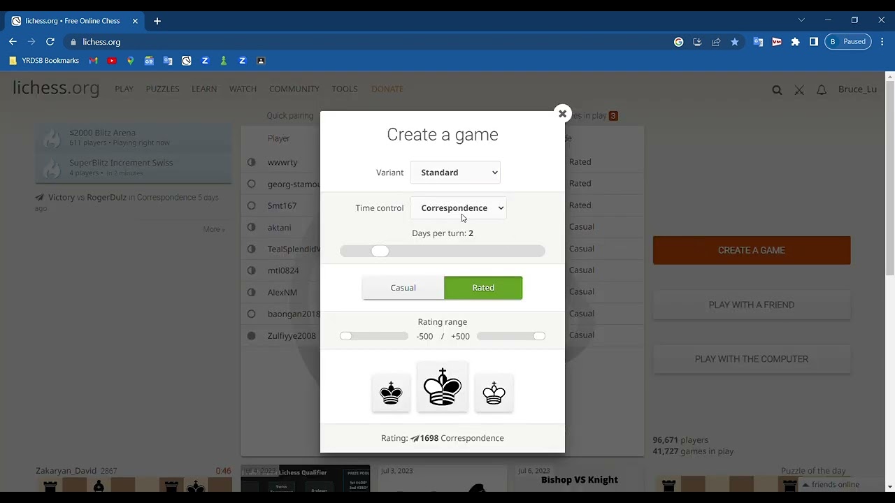How To Create An Correspondence Game On Lichess!!!