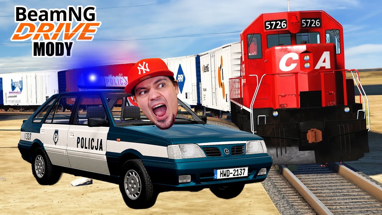 Polska Policja vs Porwany pociąg?! 🚗 Beam.NG Mody