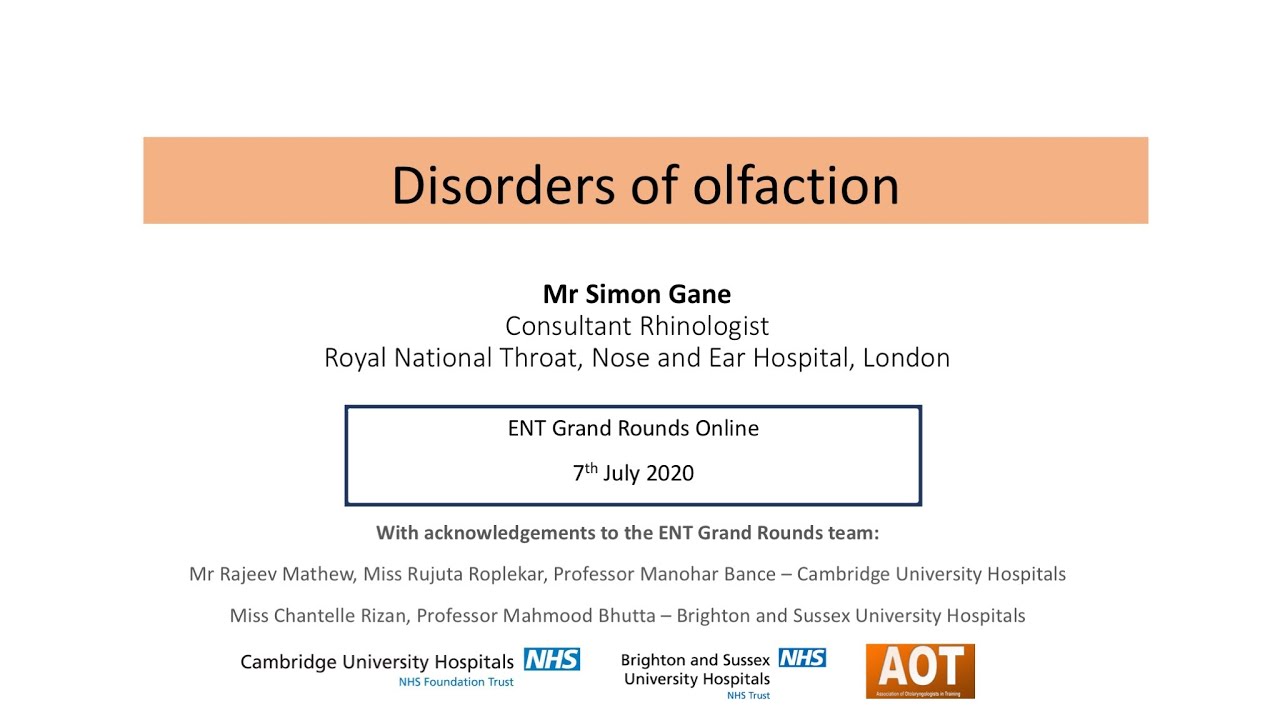 Rhinology | Disorders of olfaction | Mr Simon Gane