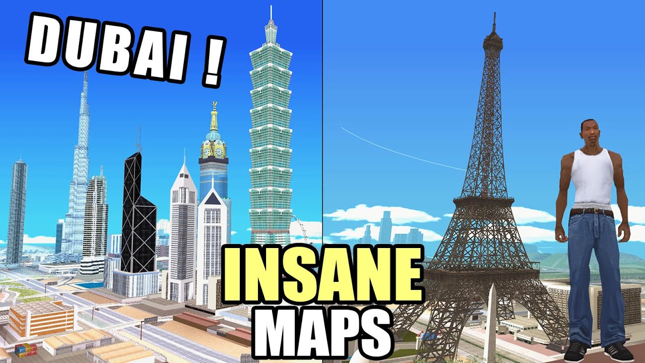 GTA San Andreas TOP 7 INSANE Map Mods - DUBAI, Eiffel Tower, Hawaii and more