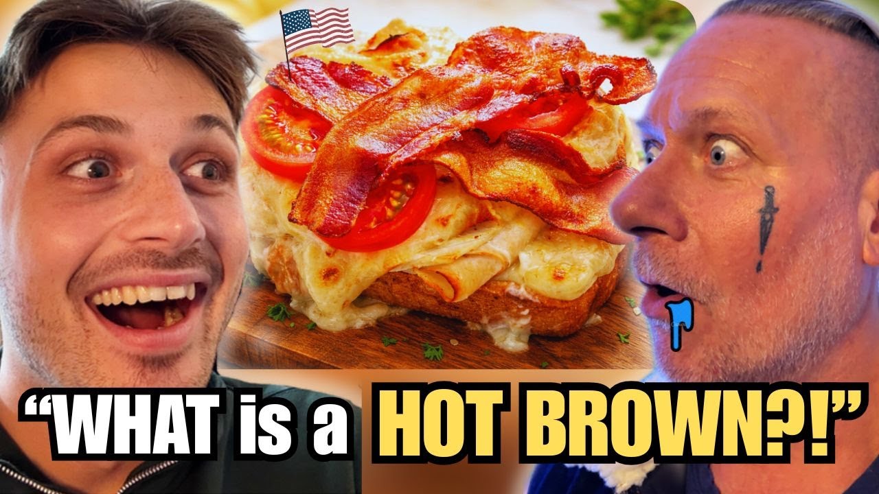 European Dad & Son React to Kentucky’s Crazy HOT BROWN Sandwich!