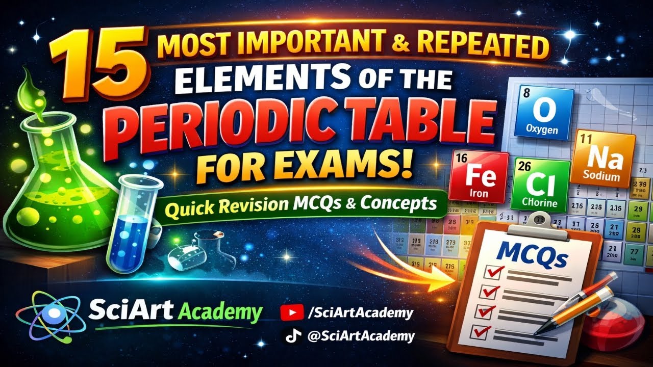 15 Most Important & Repeated Elements of the Periodic Table for Exams|Quick Revision MCQs & Concepts