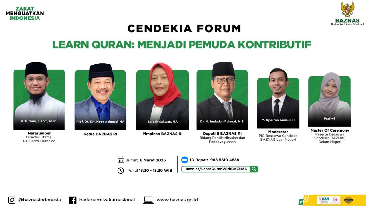 Cendekia Forum : Learn Quran: Menjadi Pemuda Kontributif !