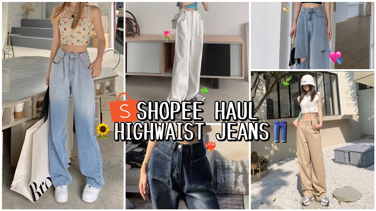 SHOPEE HAUL HIGHWAIST JEANS MURAH BERKUALITAS✨ | JANJI GA NYESEL!!