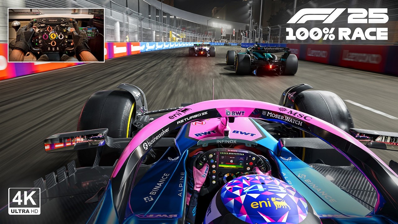 Franco Colapinto's Alpine A525 - 2025 Las Vegas GP 100% Race | F1 25 Steering Wheel Gameplay