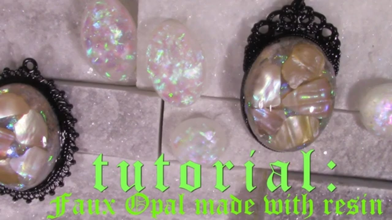 DIY Realistic Faux White Opal with UV Resin, Faux opal resin Cabochons, ring, seashells & earrings