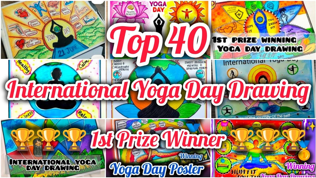International Yoga Day Poster Drawing Ideas/1st Prize winner🏆🏆 drawings/Top 40 Yoga Day Best Drawing