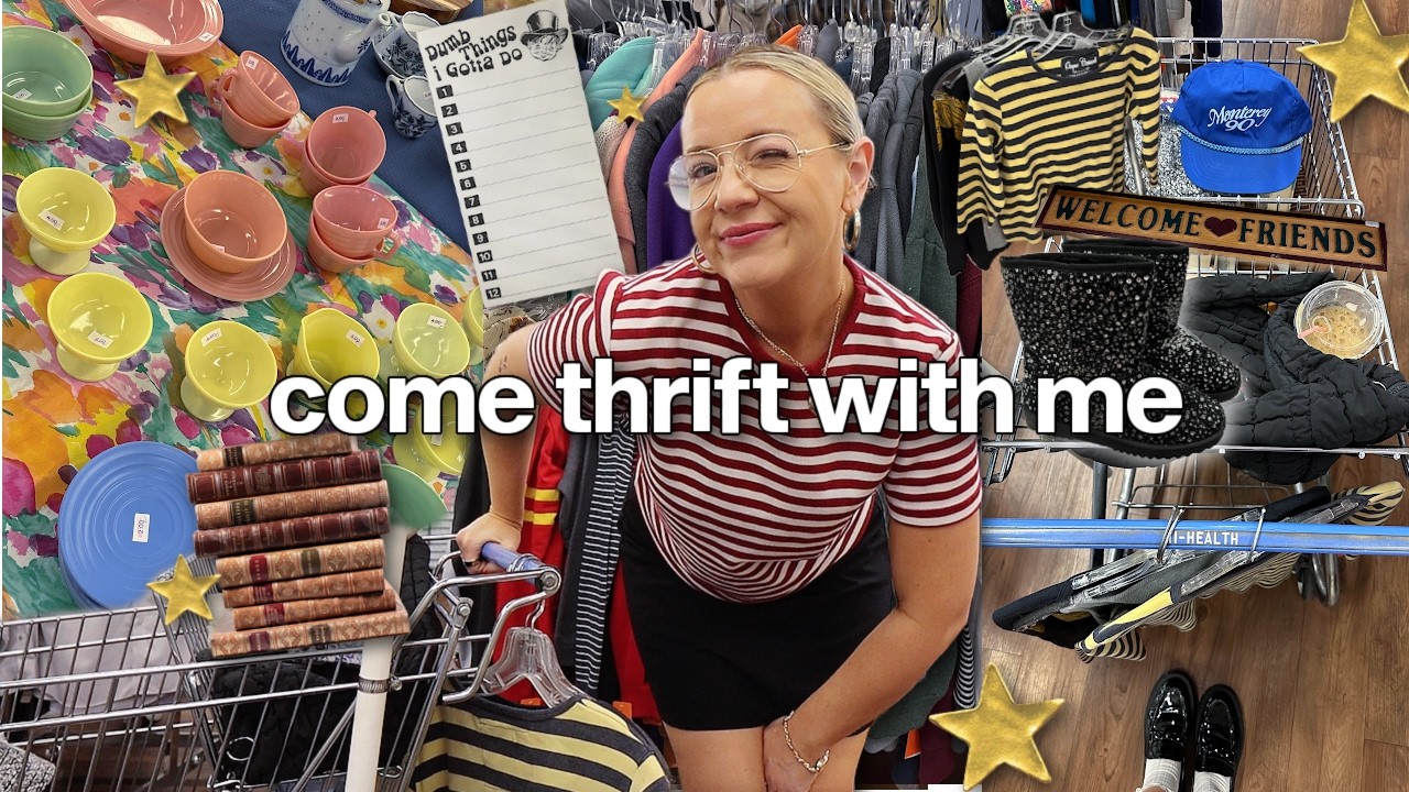 come thrift with me at 2 thrift stores in 1 day! (VINTAGE, 90s, crafts, home decor, books & more!)