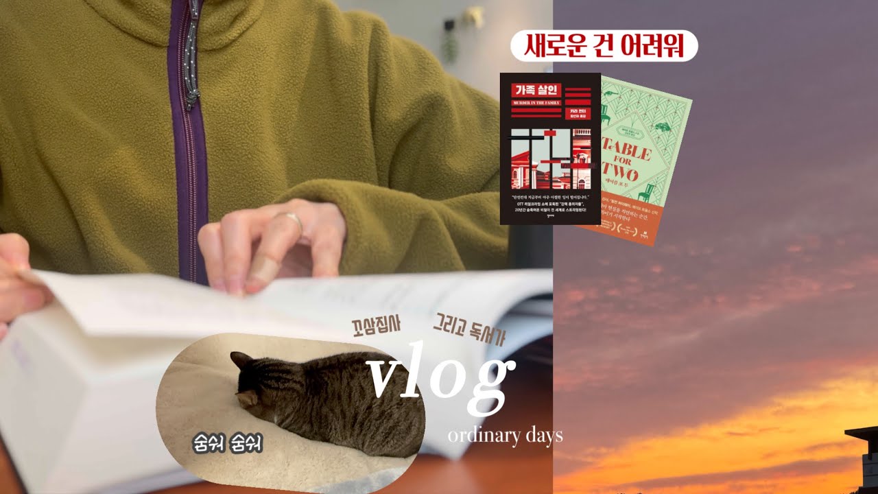 vlog | 독서브이로그 | 새해에도 나의 일상은 변함없지 | 혼자야...드디어 | 가족살인 | 새로운 거 쉽지 않다 | 꼬마고양이와 함께하는 일상 | ordinary days