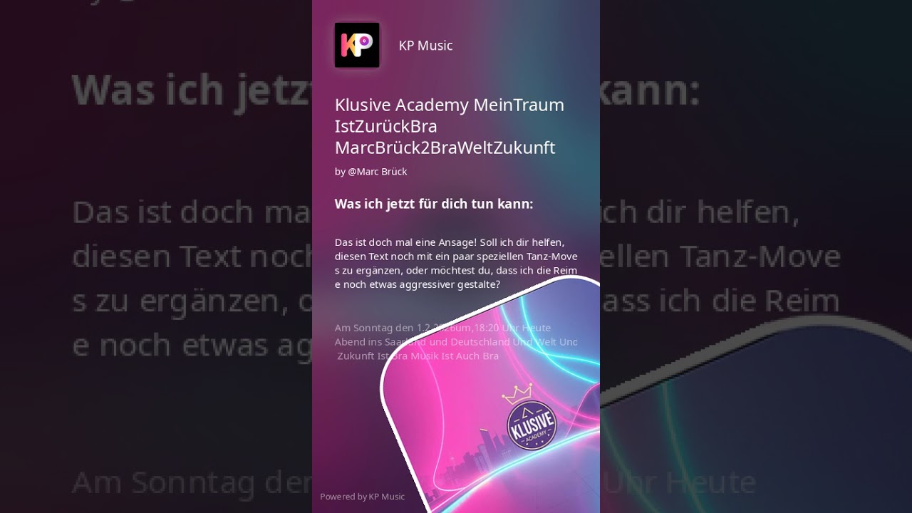 Klusive Academy Mein Traum Ist Zurück Bra SongDesJahres2026Ist OffiziellesMusikvideo