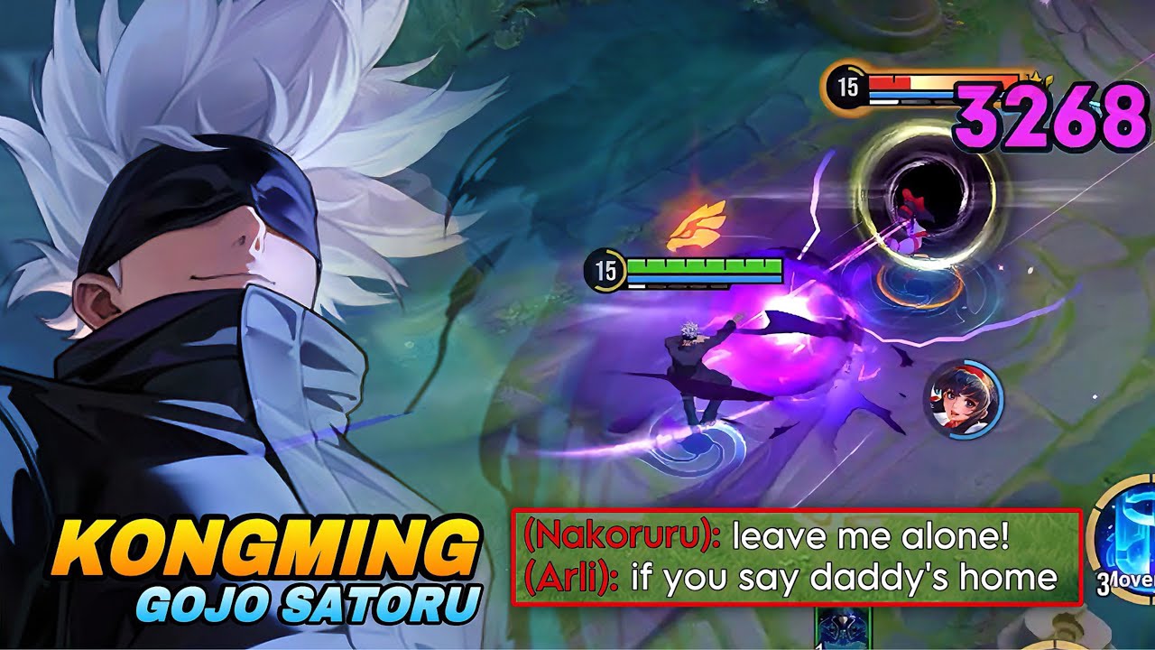 KONGMING GOJO SATORU SKIN GAMEPLAY IN RANK GAME! | KONGMING JUNGLER BEST BUILD & ROTATION FOR SOLO!!