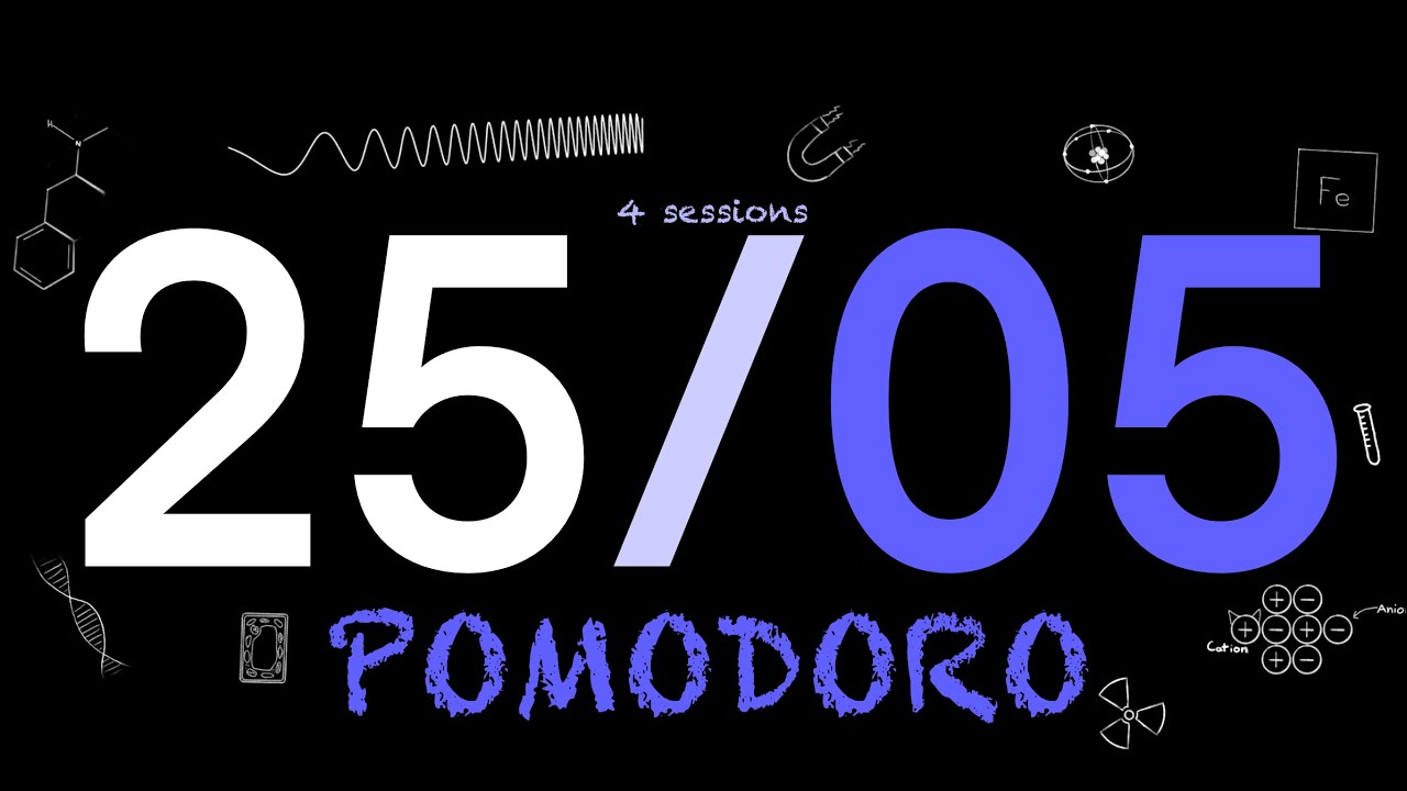 25 / 5 Pomodoro Science Study Timer 🧪 4 sessions ⏱️ 120 Minutes - Rain Noises [Lock In]