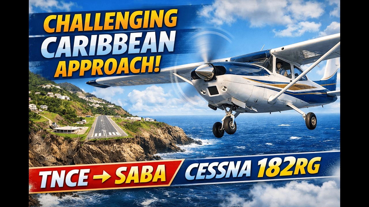 Challenging Caribbean Approach | Cessna 182RG Flight from TNCE to Saba | MSFS 2024