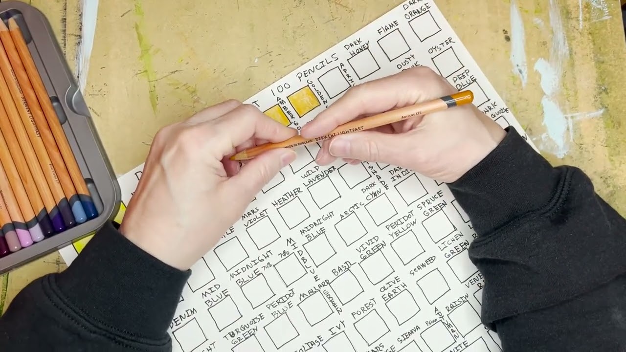 I can see again!  Swatching Derwent Lightfast pencils!