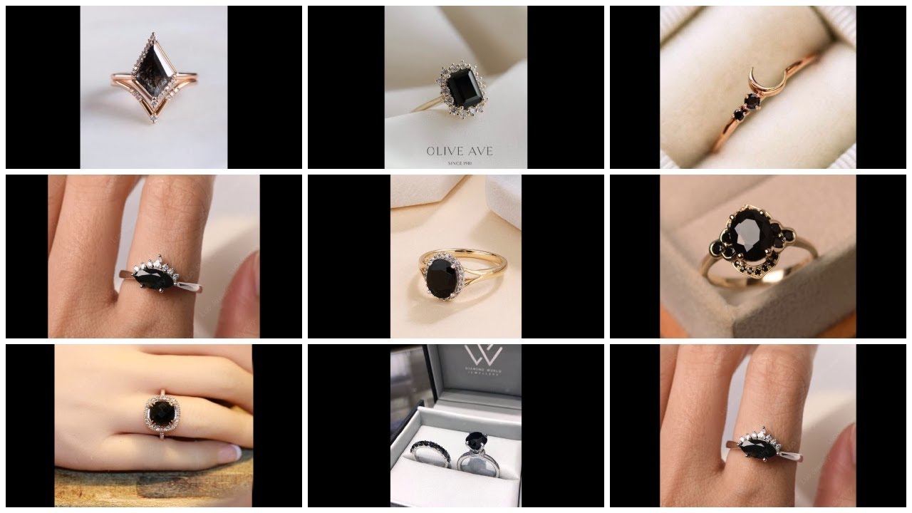 black stone gold rings design for ladies||black stone in gold rings