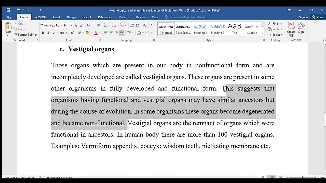 Evidences of evolution (Part I)