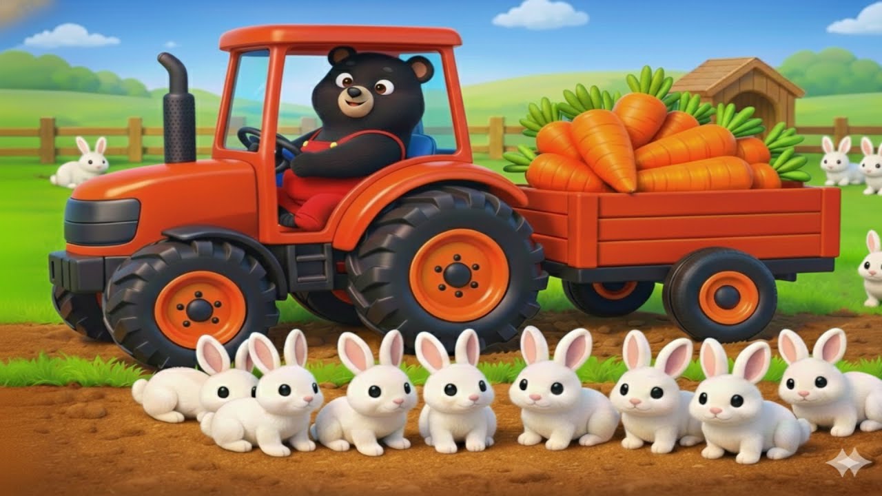 🚜🥕 How Bear Farmer Plants & Harvests Carrots to Feed the Rabbit Farm 🐰| Vehicles Farm Animated