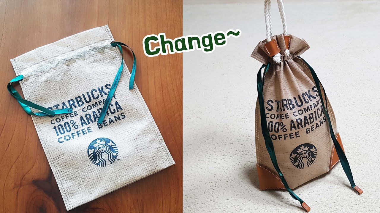 Leather craft Making bags with Starbucks dustbags 스타벅스 더스트백 가방으로 만들기