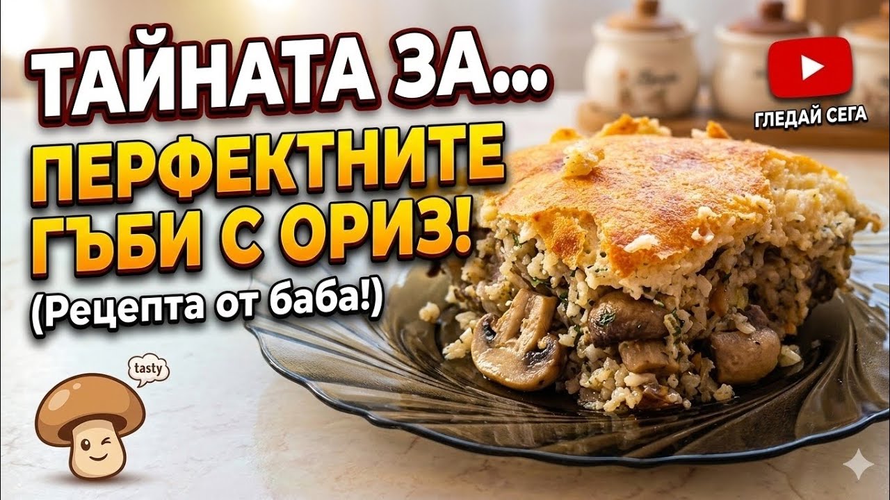 Гъби с ориз на фурна – изпитана рецепта със златна коричка