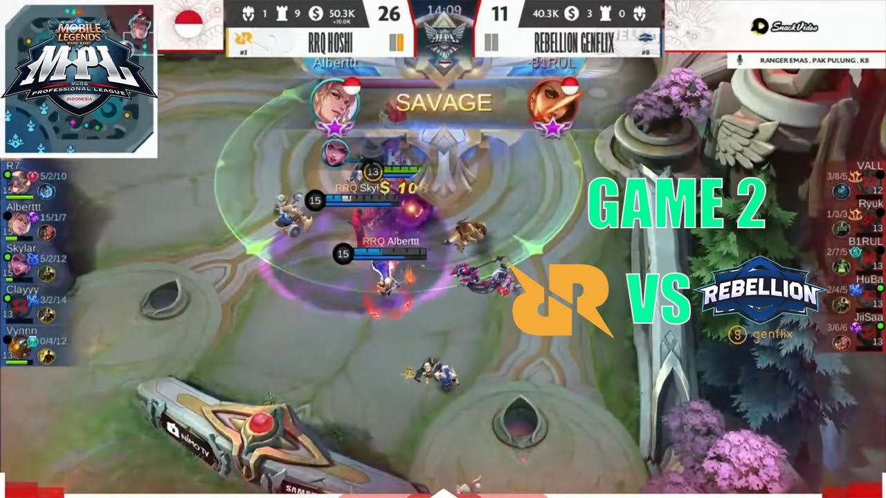 GAME 2 RRQ HOSHI VS REBELION GENFLIX..LANCELOT ALBERT SAVAGE!!! || MPL SEASON 8 INDONESIA