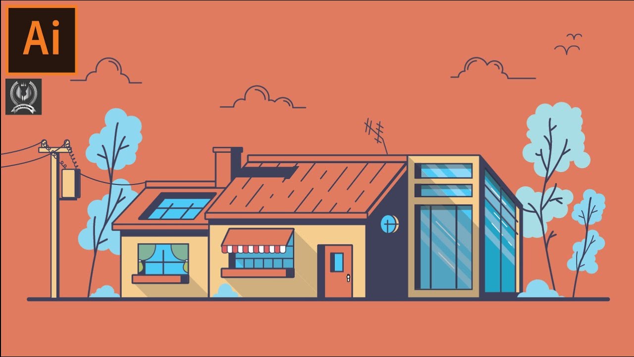 Adobe Illustrator CC Tutorial - How to Make a Beautiful Building Landscape Background Design