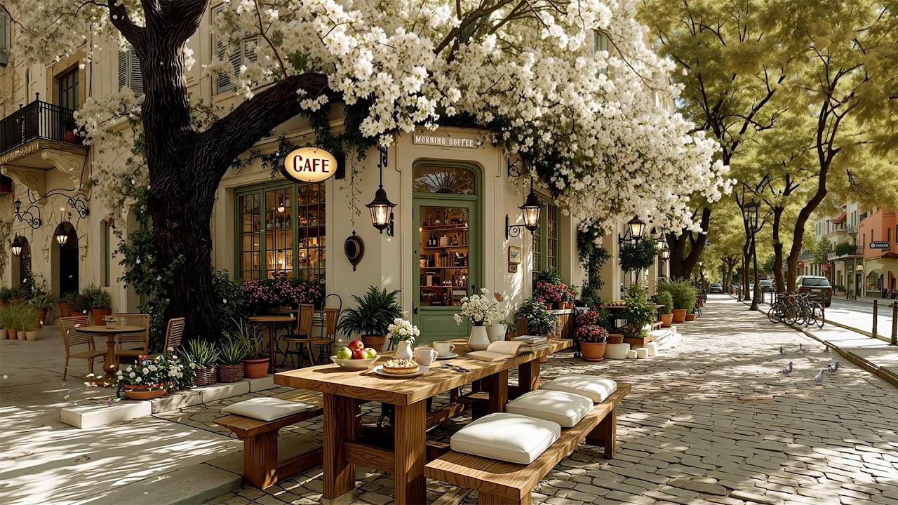 Gentle Morning Jazz 🌸 Cozy Spring Café Corner | Relaxing Jazz Playlist for a Calm & Positive Start