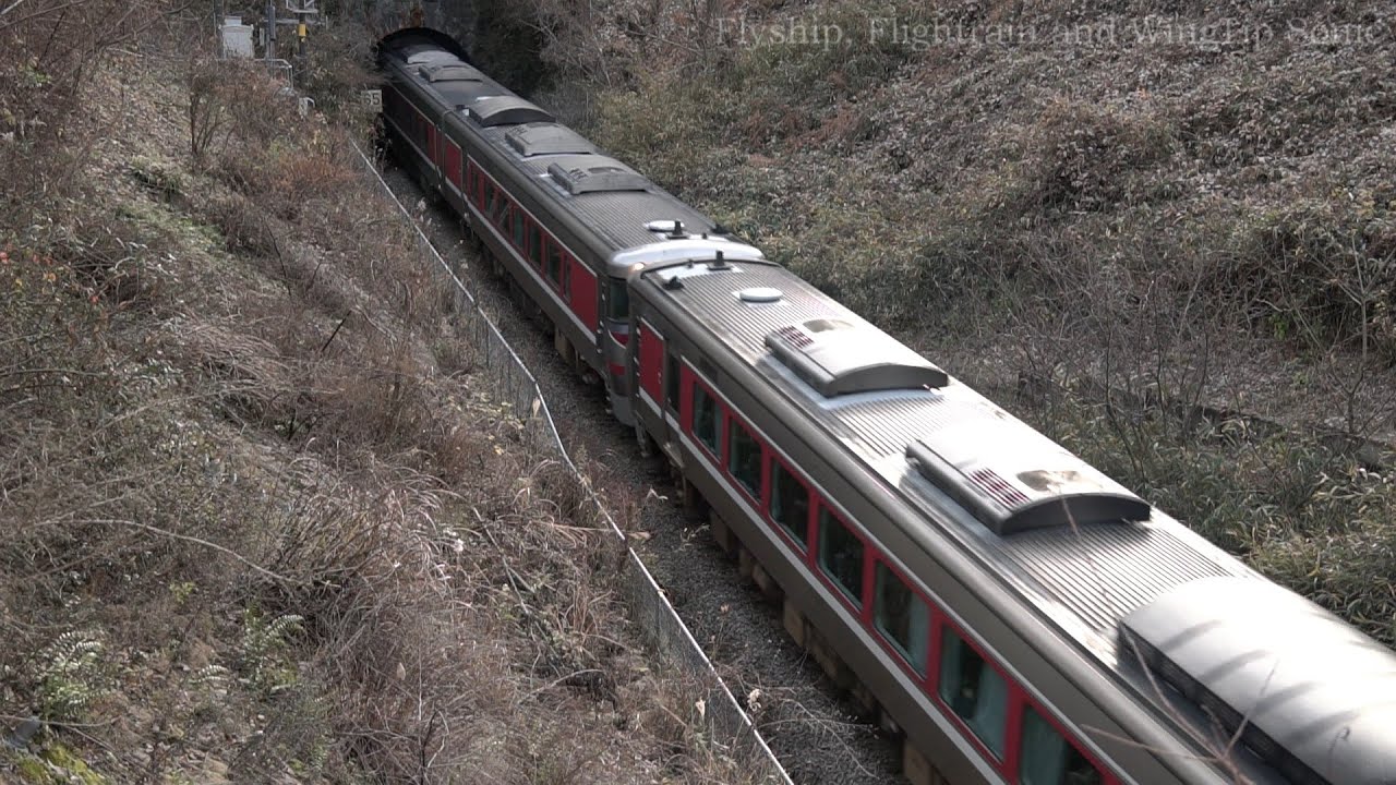 Railway Tunnel 特急 はまかぜ 4号 大阪駅 行き キハ189系 気動車 6両 播但線 生野駅 北側 生野北峠 鉄道トンネル