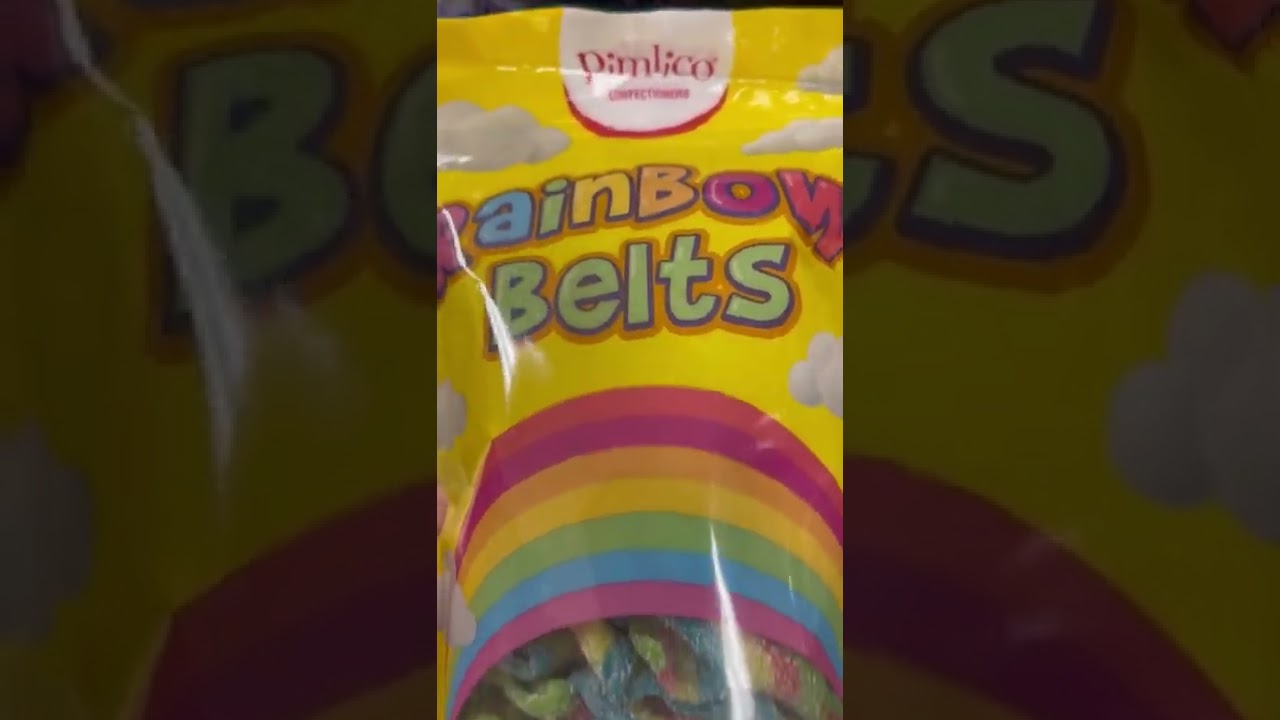 ASMR MOST SATISYING RAINBOW BELTS GUMMY #short #candy #rainbow #belts #pimlico #satisfying