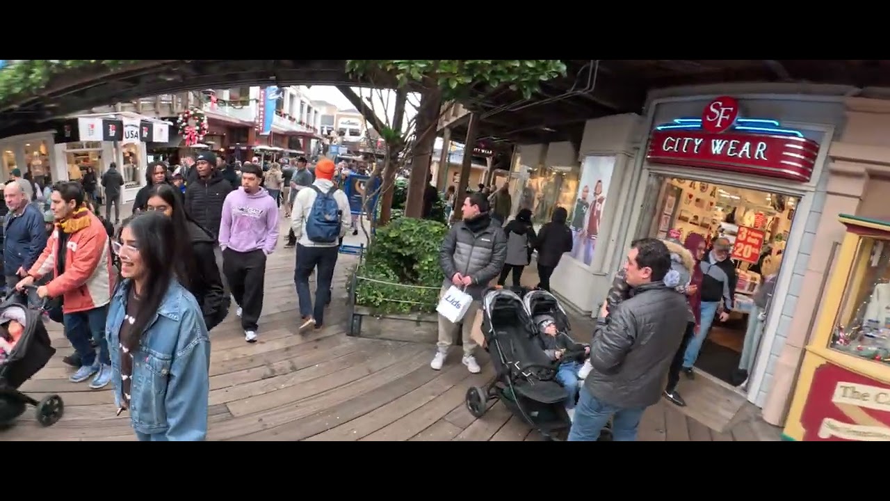 PIER 39 walk. December 30, 2025 San Francisco, CA. GoPro 13 Black w. anamorphic lens. Trolley ride.