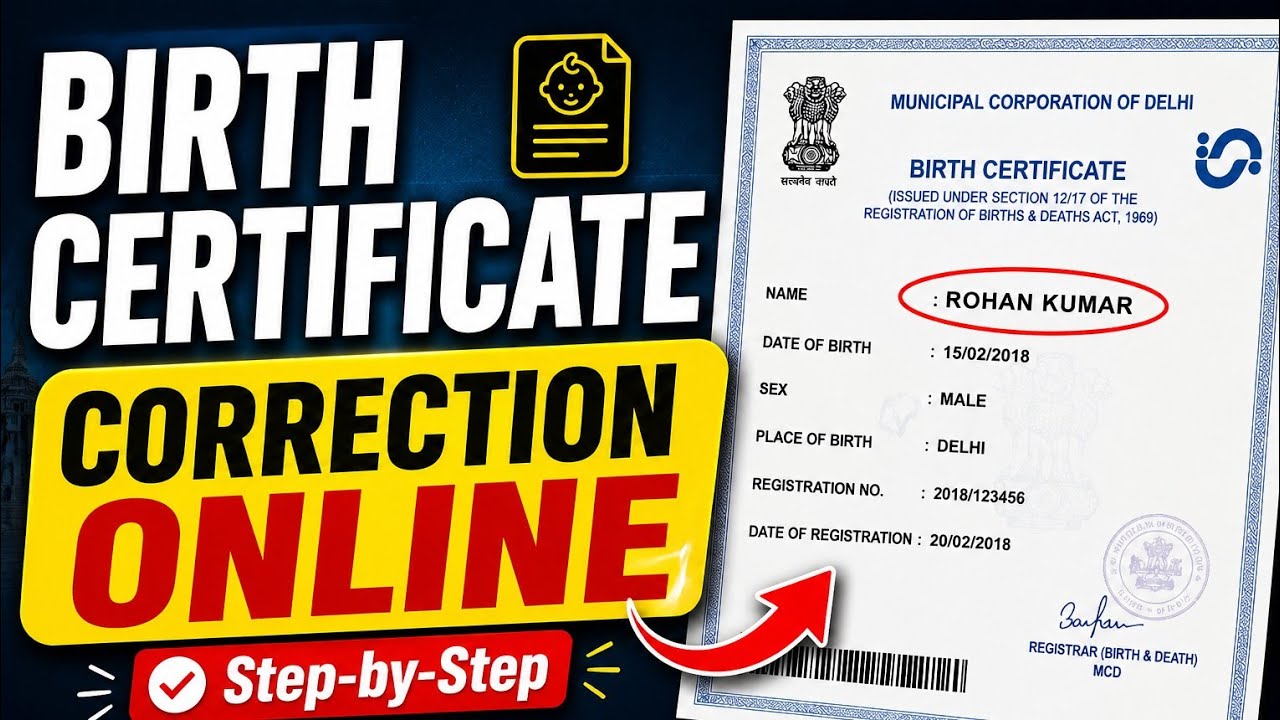 Birth Certificate Correction Online Delhi 2026 (updated )| New MCD Portal Process