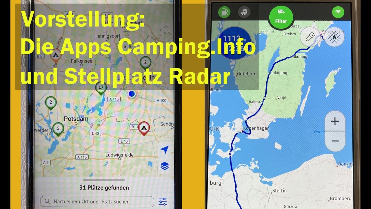 Die Apps Camping.Info und Stellplatzradar von Promobil